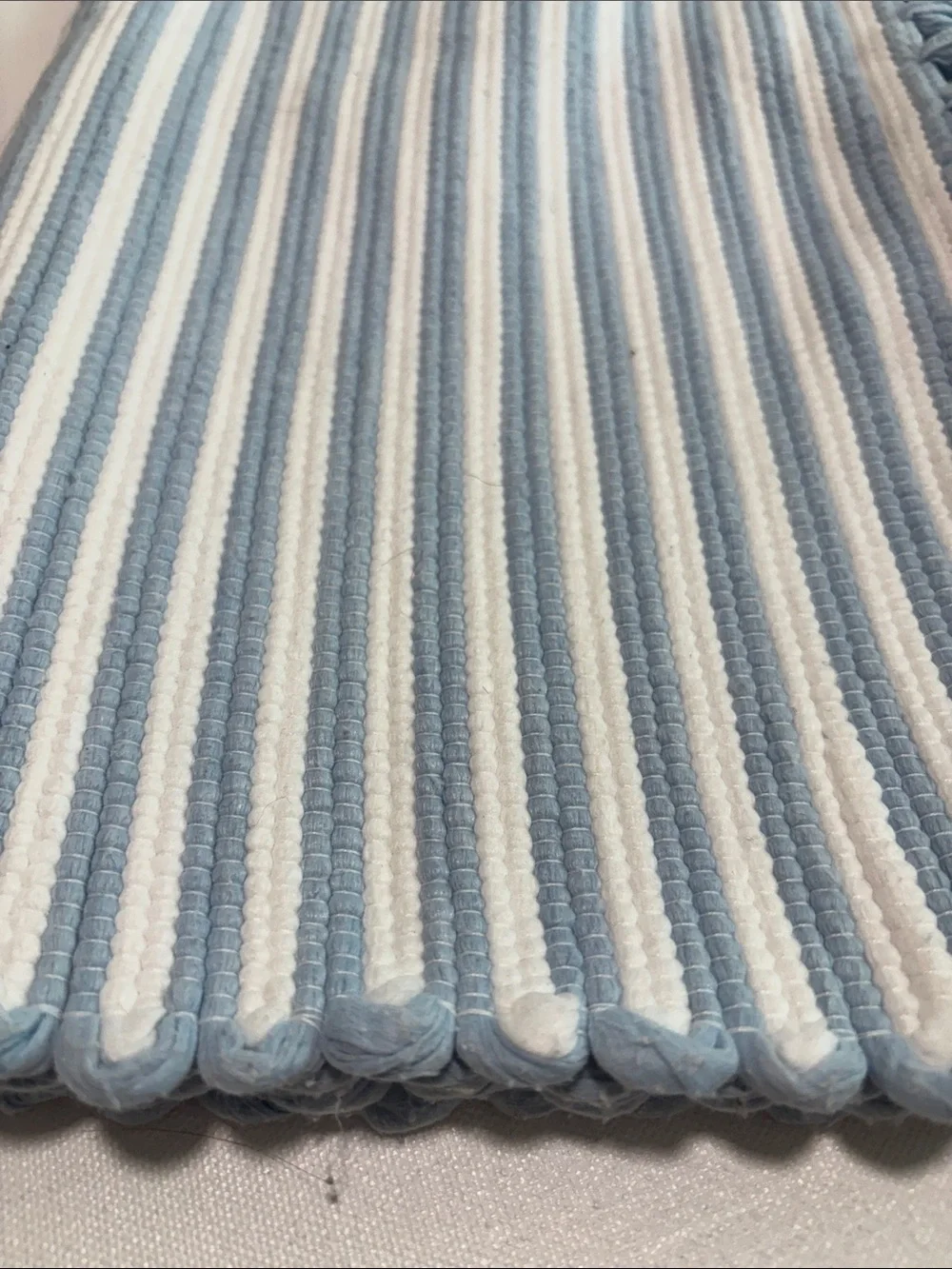 Blue and White Striped Fringe Door Mat - Stylish Home Accent